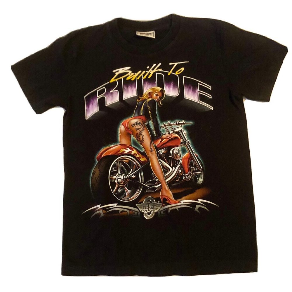 Vintage Rock Eagle Mens T-shirt Built to Ride Medium Single Stitch The Roxx